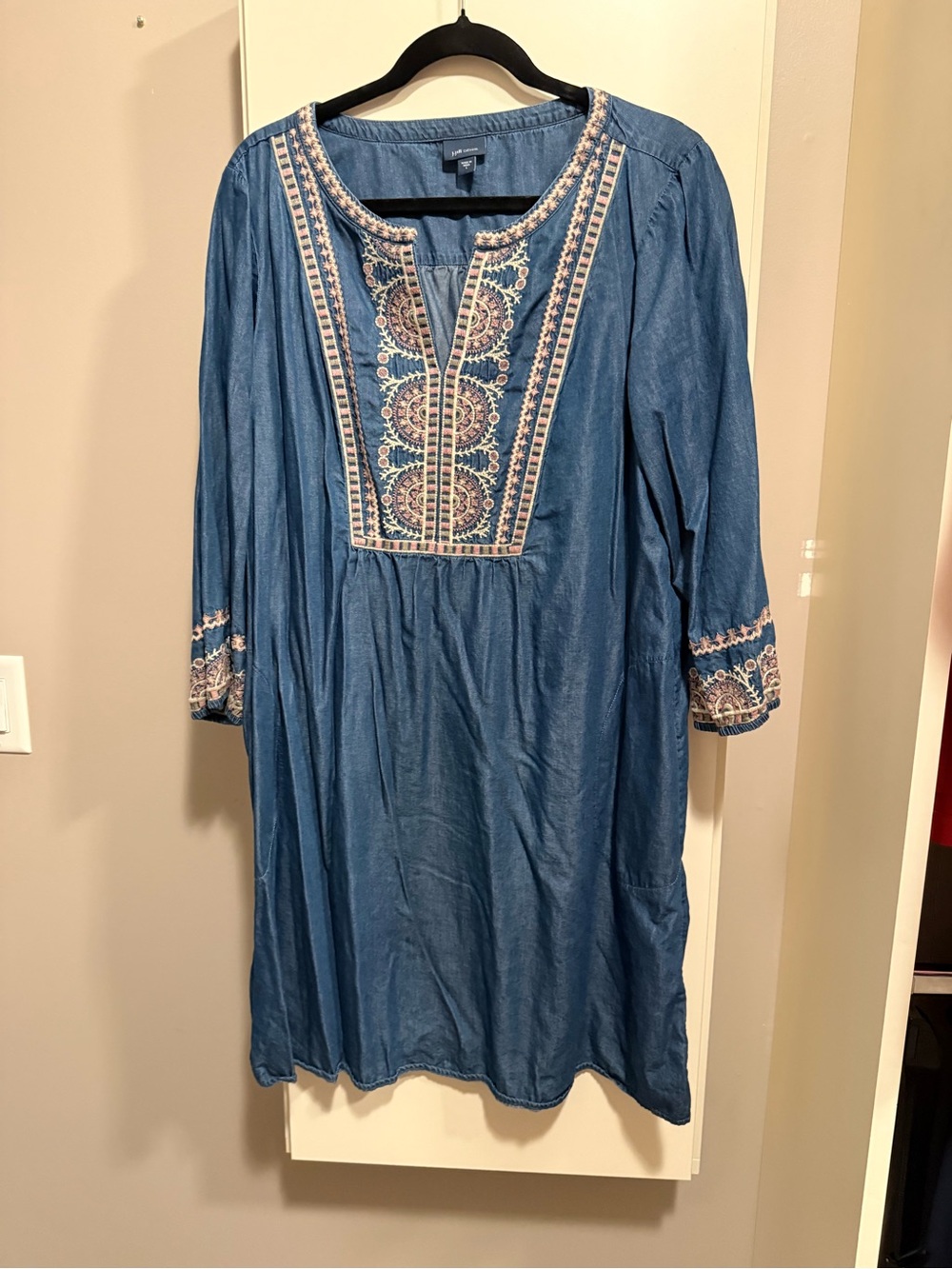 J. Jill Denim Embroidered Boho Dress